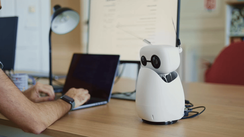 Reachy Mini robot demonstrating interactive features and movements
